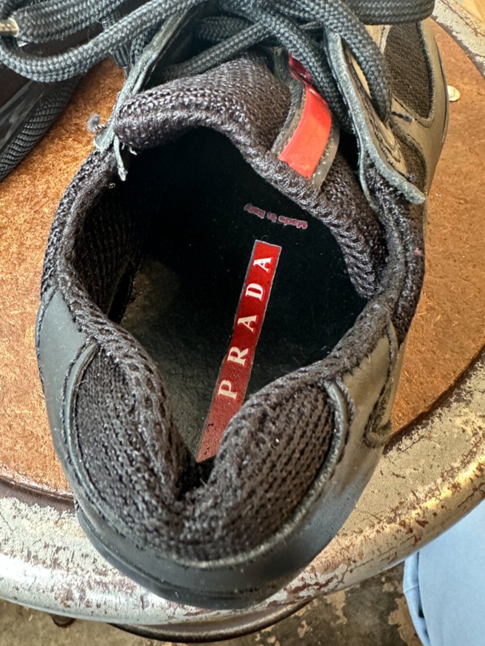Prada America's Cup Original Black Leather & Mesh Low Top Sneakers - UK Size 6 - Picture 8 of 8
